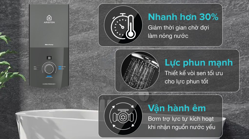 Máy nước nóng trực tiếp Ariston 4500W AURES PREMIUM+ 4.5P