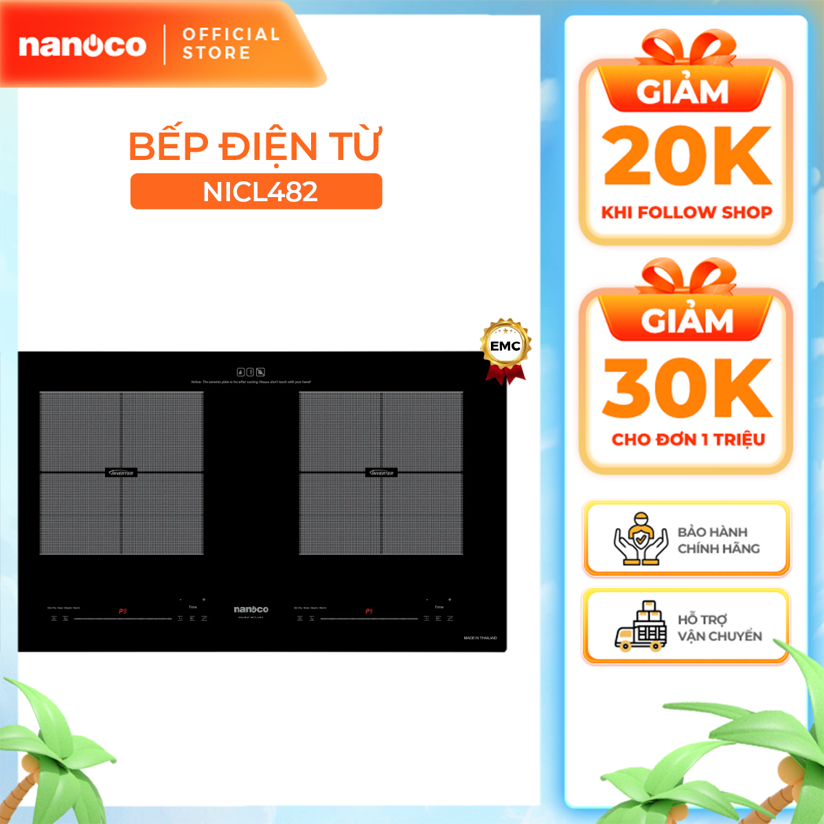 Bếp điện từ đôi Nanoco model NICL482