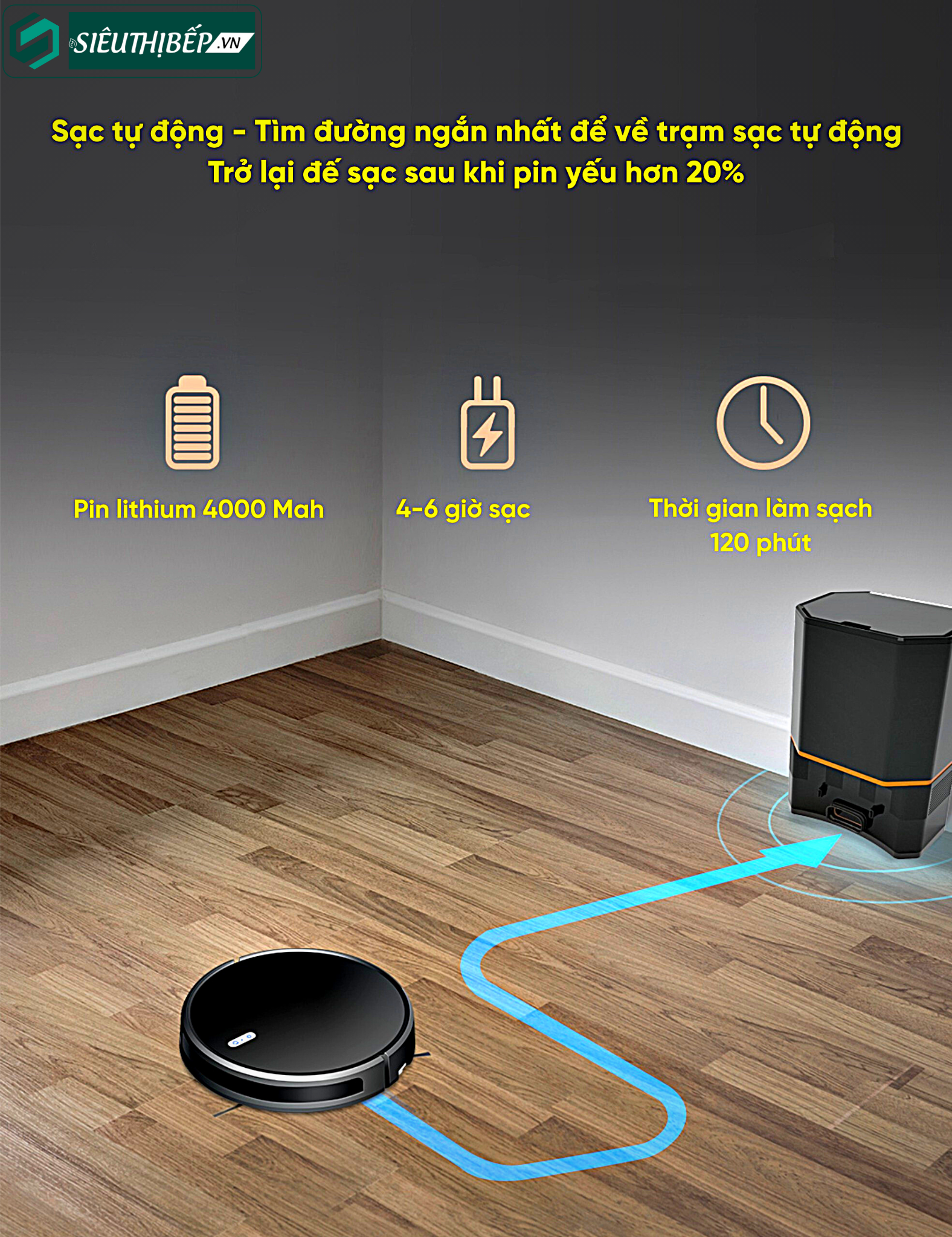 Robot hút bụi lau nhà Hubert HB-A68 Plus Black
