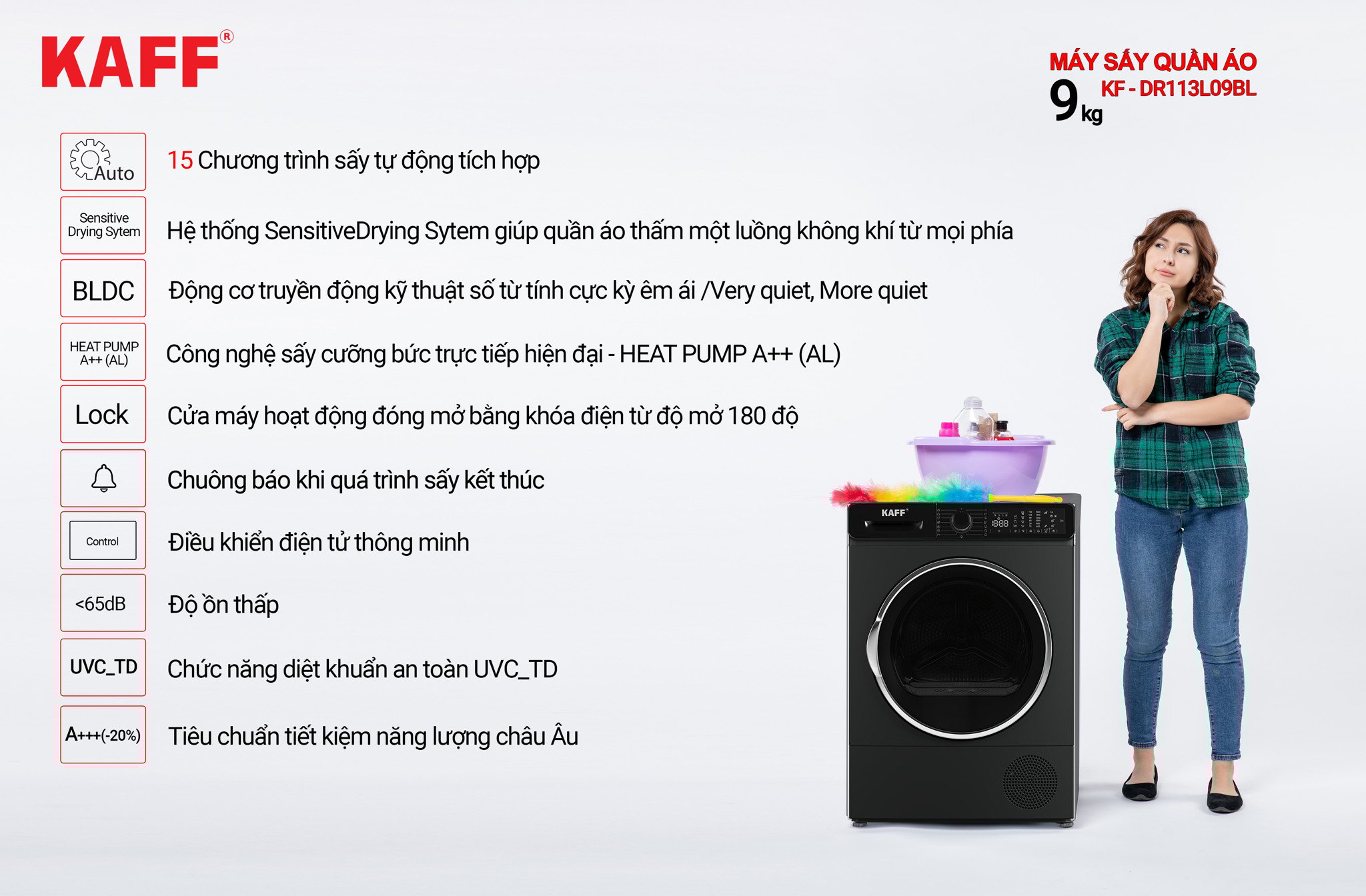 Máy Sấy Kaff KF-DR113L09BL