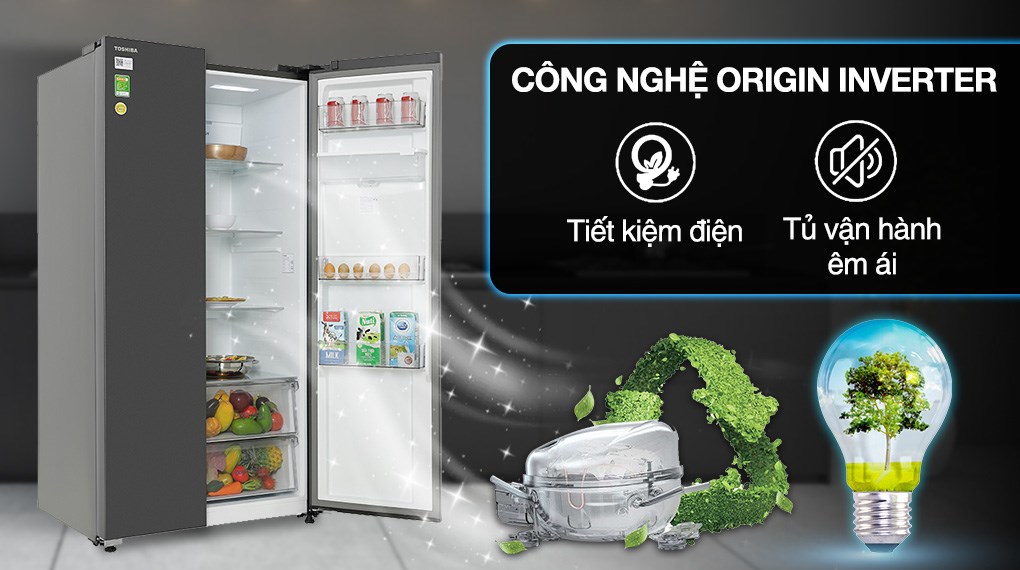 Tủ lạnh Toshiba Inverter 596 lít Side By Side GR-RS775WI-PMV(06)-MG