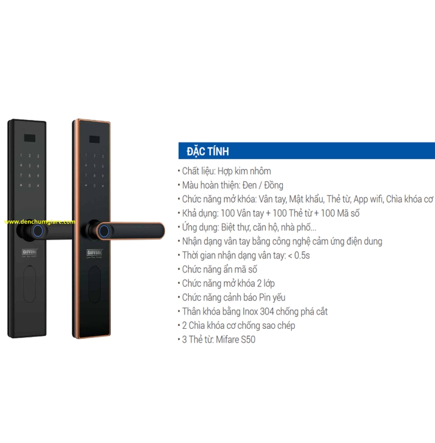 KHÓA VÂN TAY THÔNG MINH GIOVANI GSL-630B