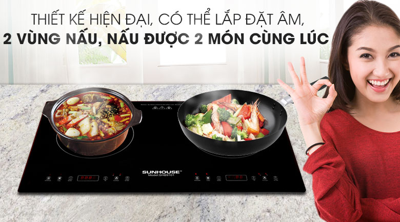 Bếp từ đôi lắp âm Sunhouse SHB9101