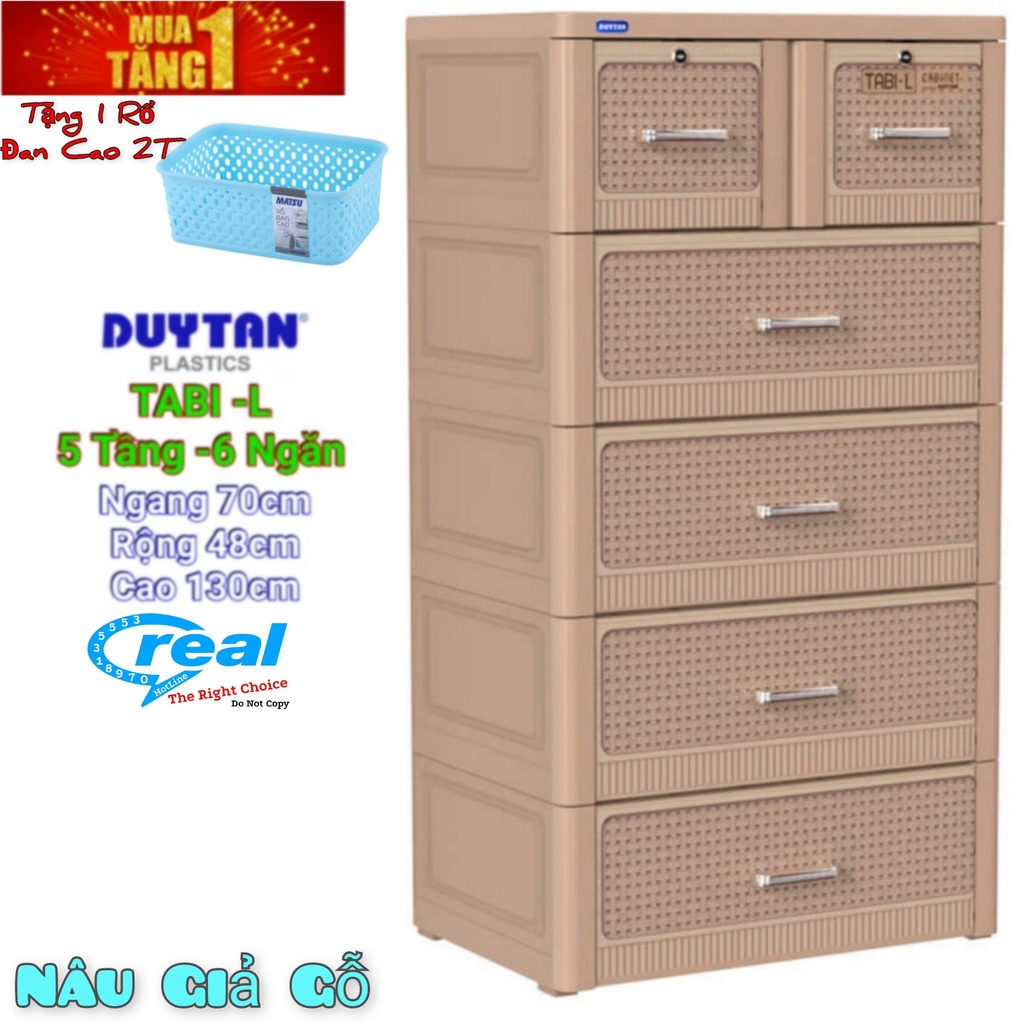 Tủ nhựa Duy Tân Tabi-L 5 ngăn (nâu đan)