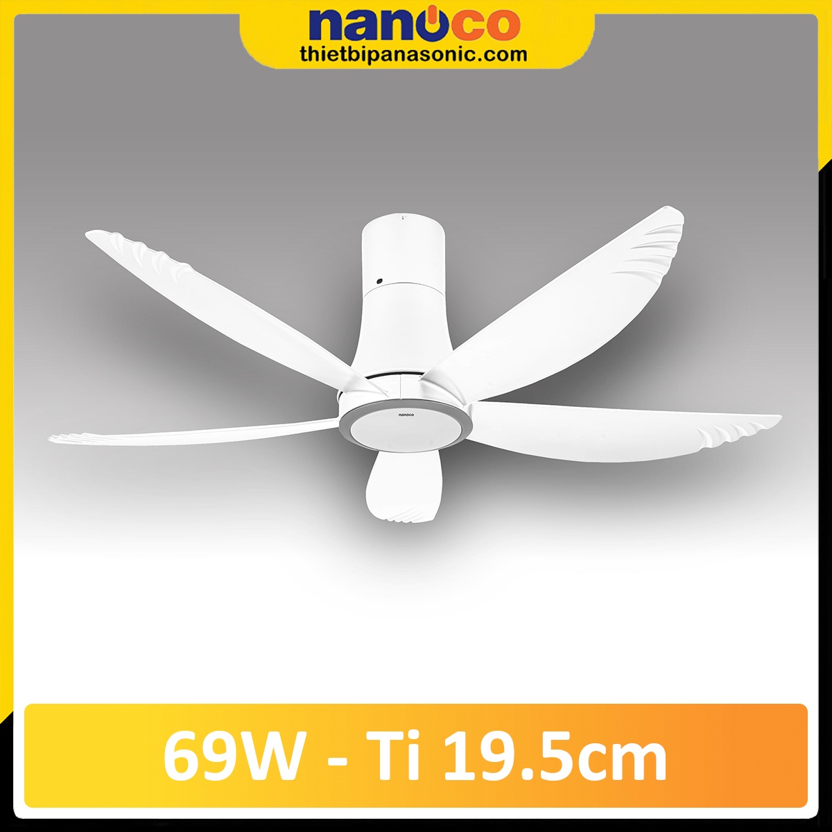 Quạt trần 5 cánh - Đèn Led có remote Nanoco model NCF5653-WL ( Công suất 69W, động cơ DC)