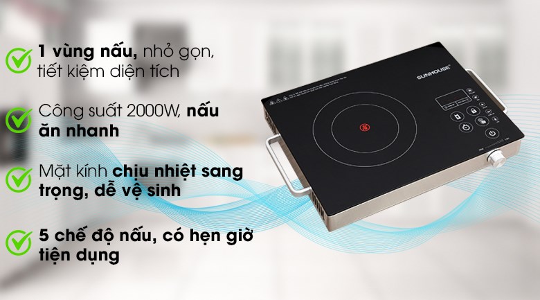 Bếp hồng ngoại đơn cảm ứng Sunhouse SHD6017 2000W