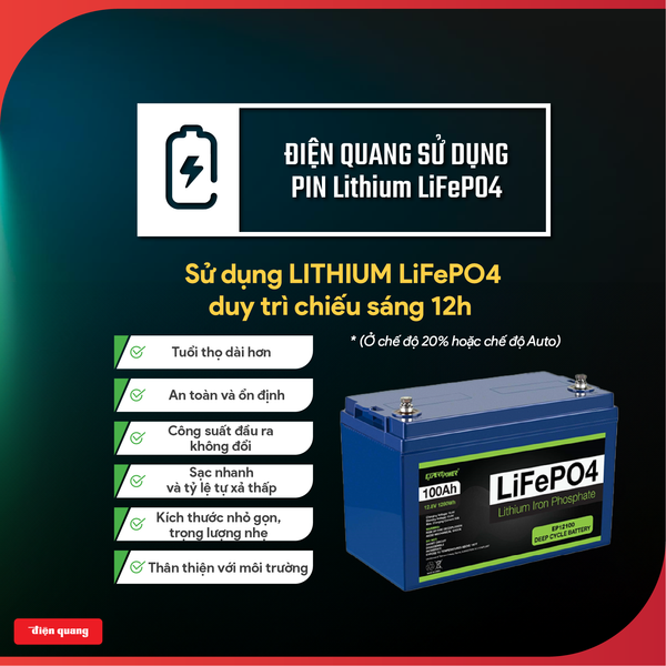 Đèn Chiếu Pha Ánh Sáng Trắng Năng Lượng Mặt Trời Điện Quang solar 100W (V01)