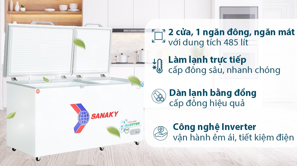 Tủ đông Sanaky Inverter 485 lít VH-6699W3