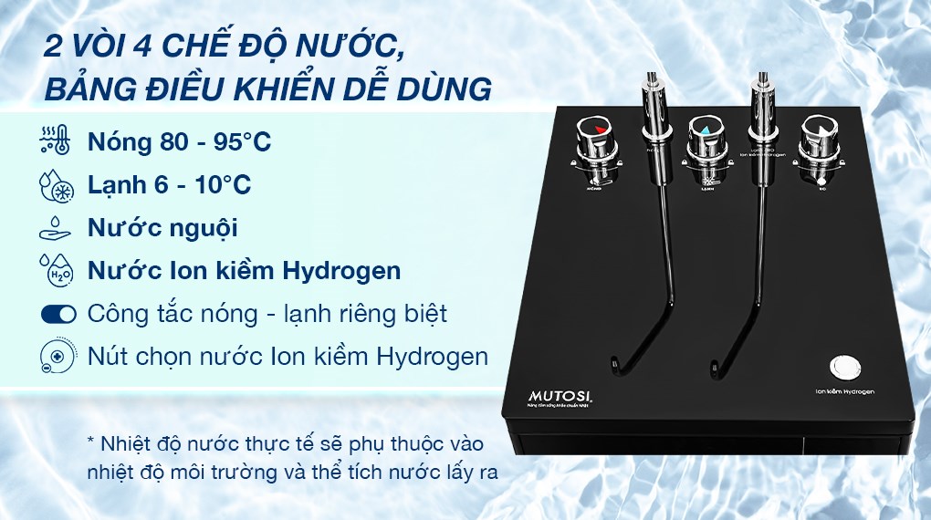 Máy lọc nước RO nóng nguội lạnh Hydrogen ion kiềm Mutosi MP-S1021H 10 lõi 