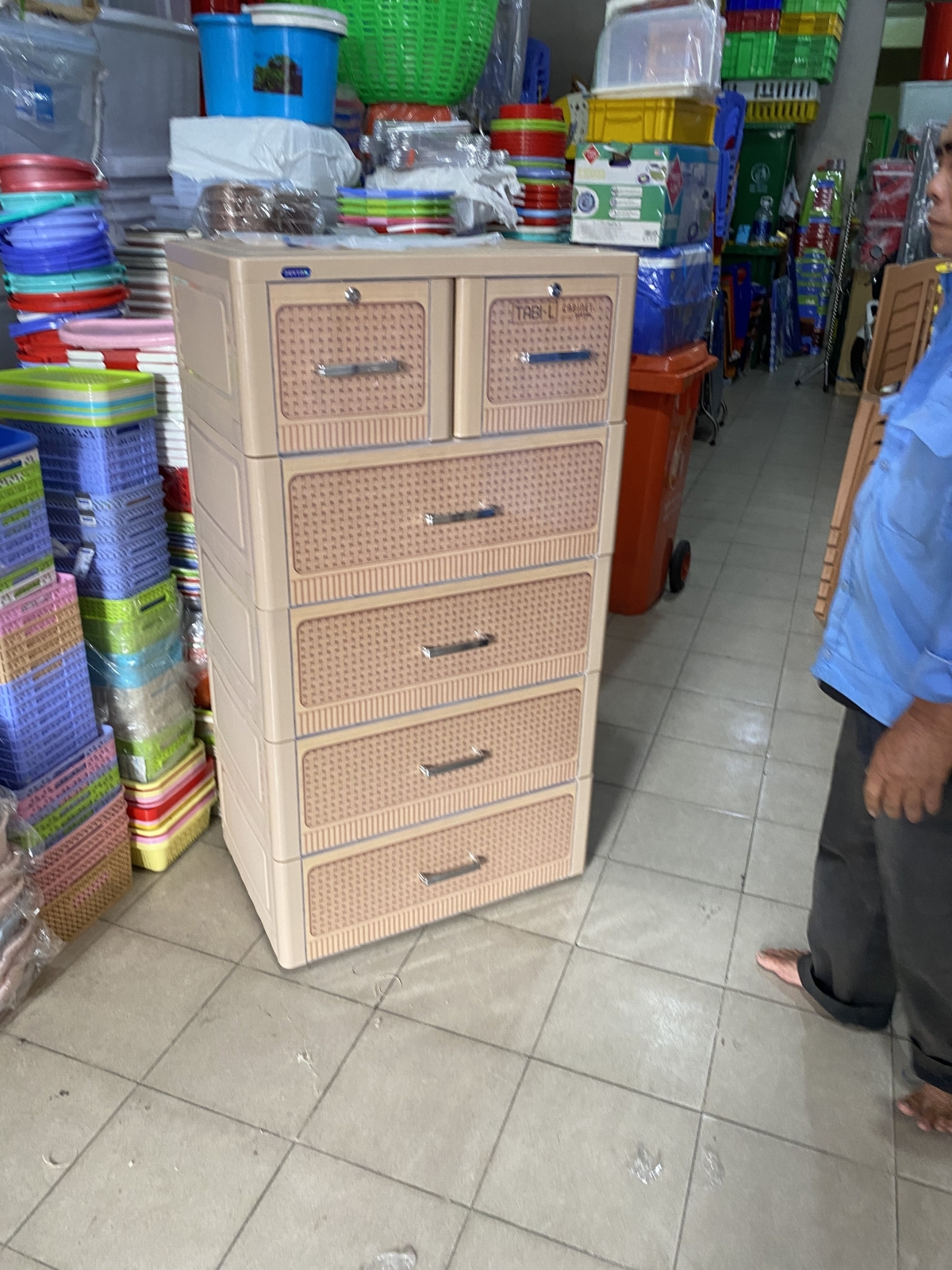 Tủ nhựa Duy Tân Tabi-L 5 ngăn (nâu đan)