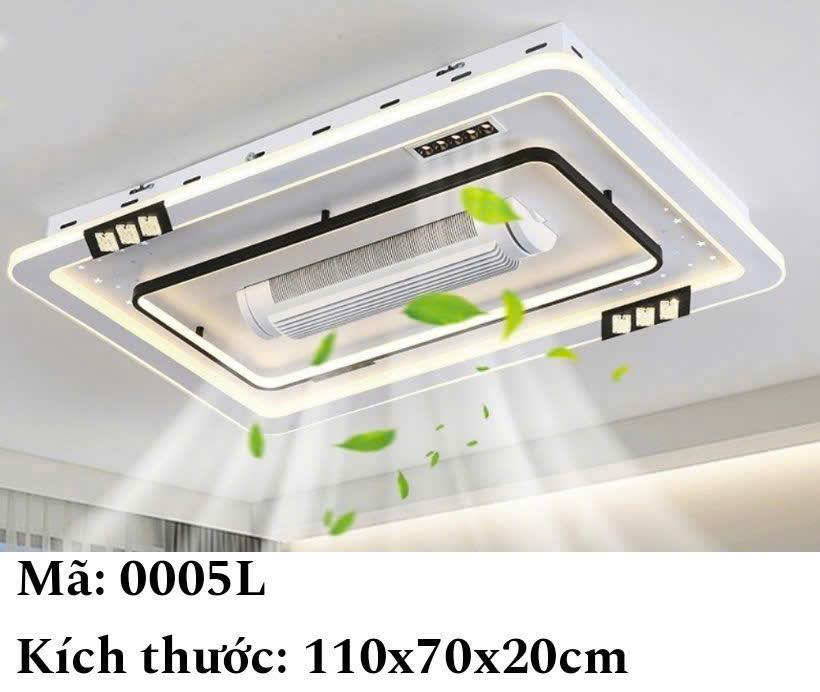 Đèn ốp trần kết hợp quạt không cánh hiện  0005L 288W