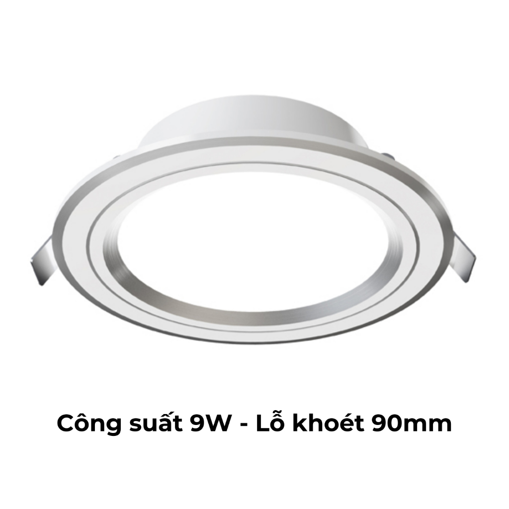 LED Downlight Panasonic 9W, Color Rim - Silver - 6500k - AS Trắng