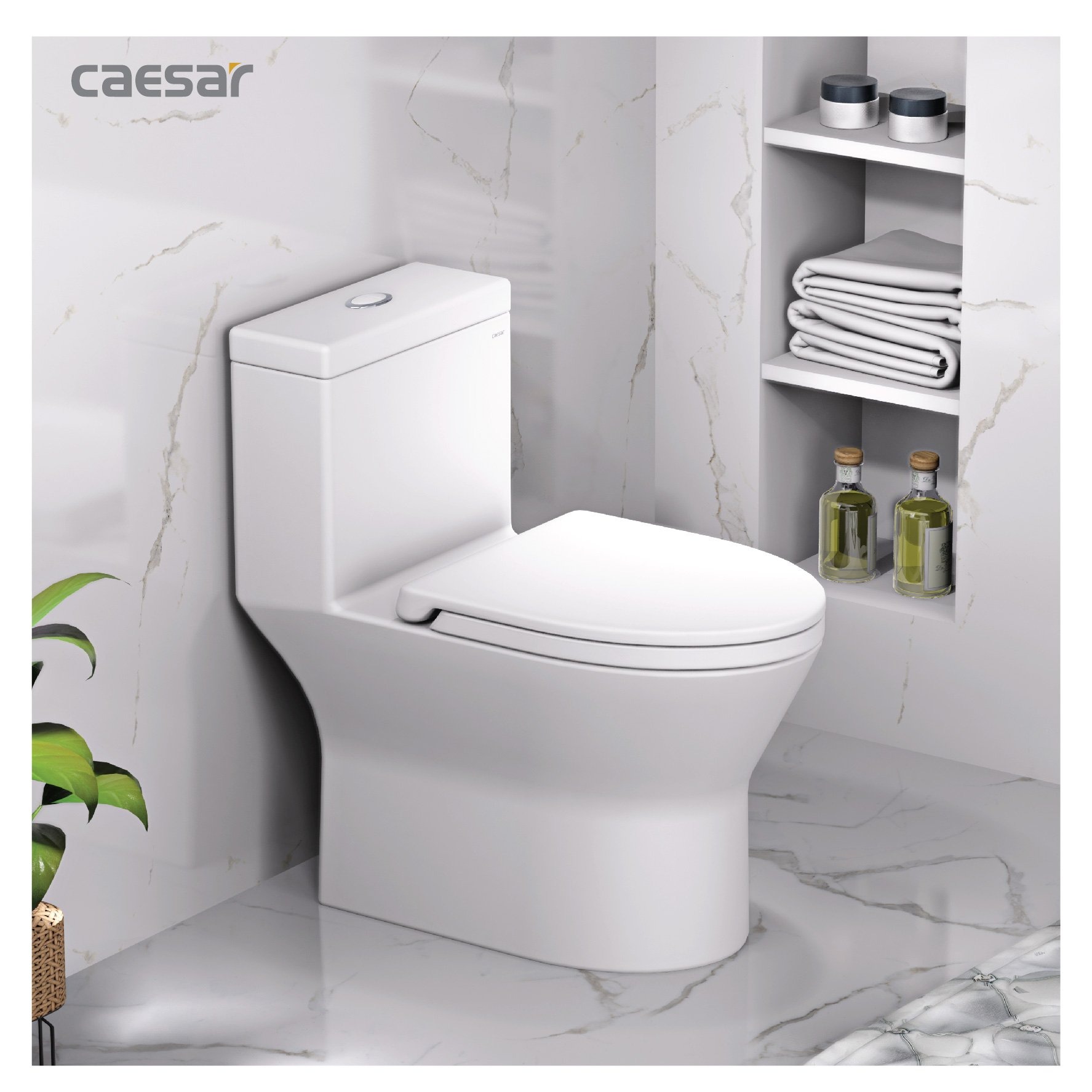 Bàn cầu liền khối nắp rơi êm C1374 CAESAR