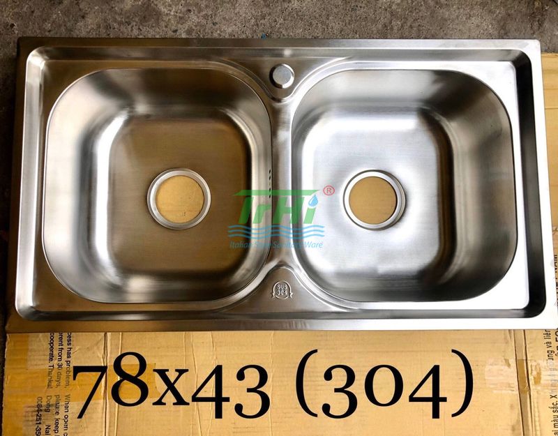 Chậu inox dập 78x43