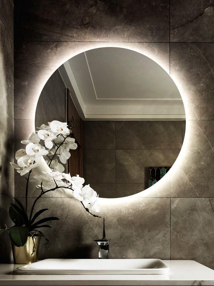 Gương tròn D50 hậu led AS vàng
