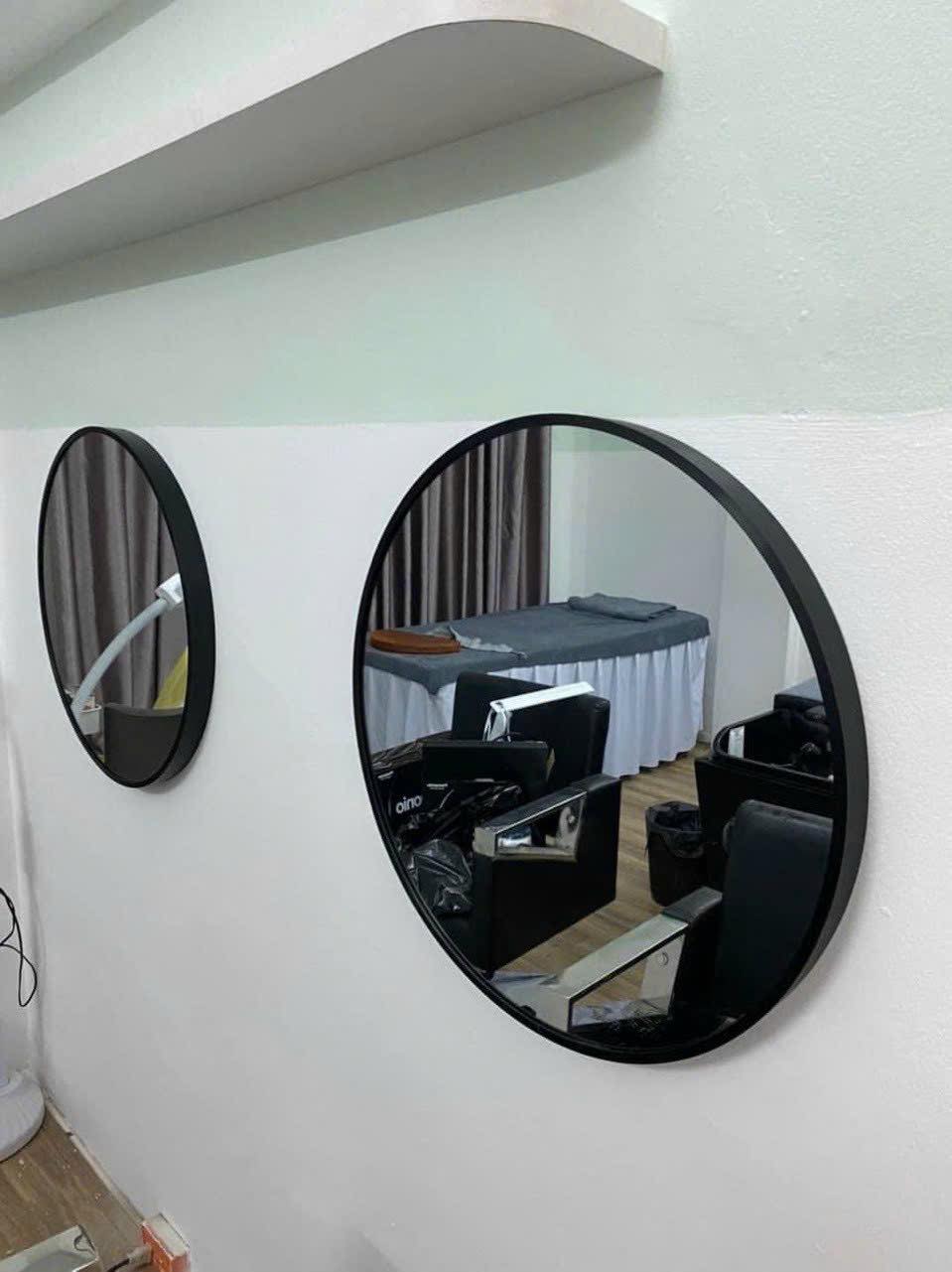 Gương tròn D50 viền nhôm đen DKT