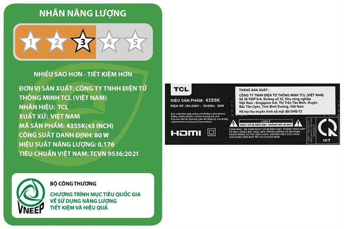 Google Tivi QLED TCL AI FHD 43 inch 43S5K