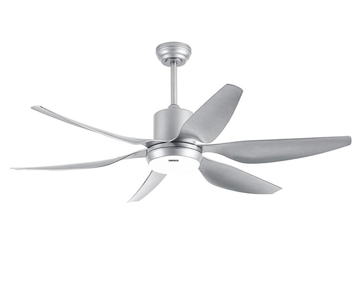 Quạt trần Nanoco NCF5462-SL 6 cánh, có đèn, màu bạc