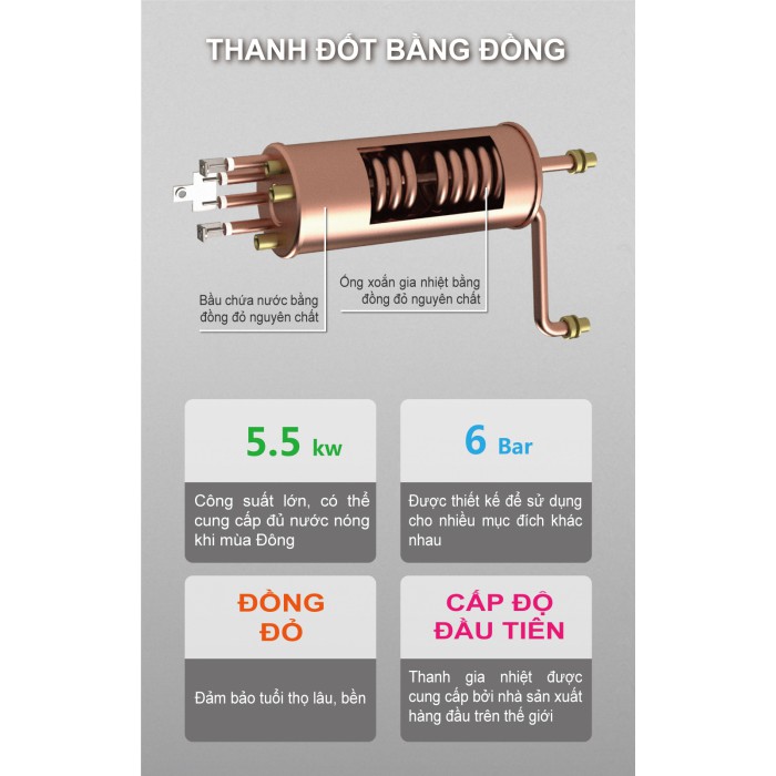 Máy nước nóng trực tiếp không có bơm trợ lực OTTOWA TM5502