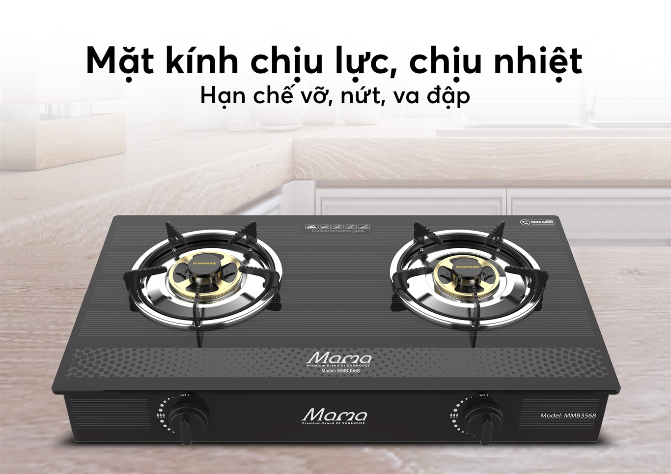 Bếp gas dương kính Sunhouse Mama MMB3568