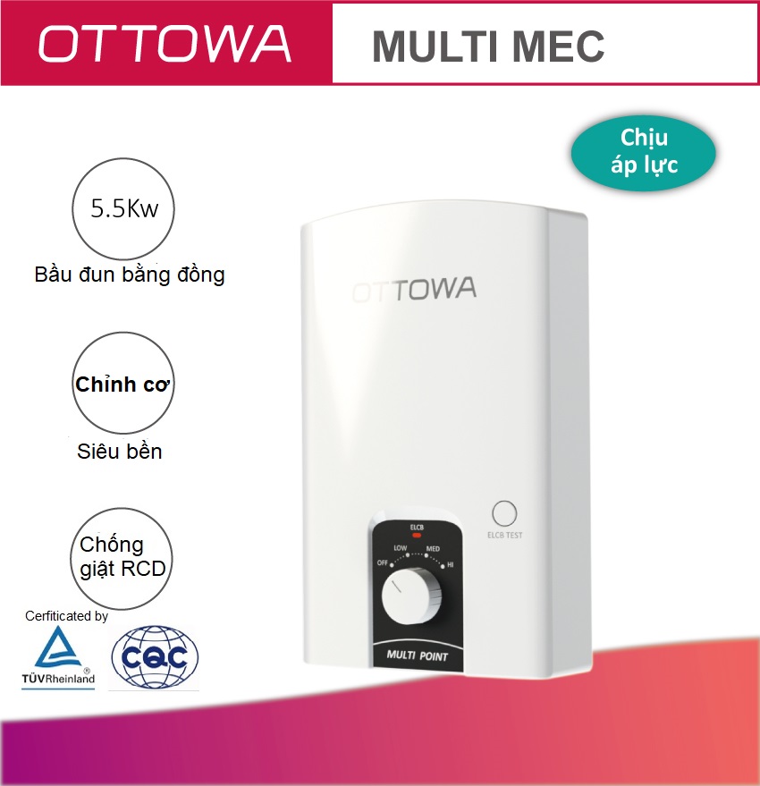 Máy nước nóng trực tiếp không có bơm trợ lực OTTOWA TM5502