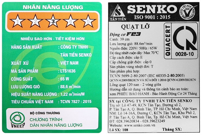 Quạt lửng Senko 7 cánh LTS1636 65W