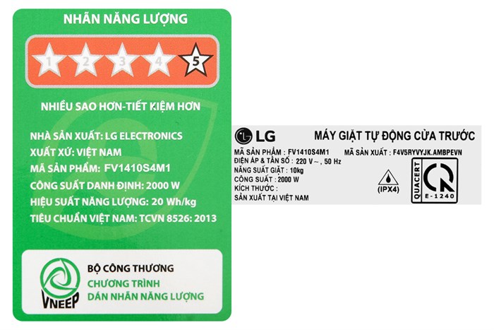 Máy giặt LG AI DD Inverter 10 kg FV1410S4M1