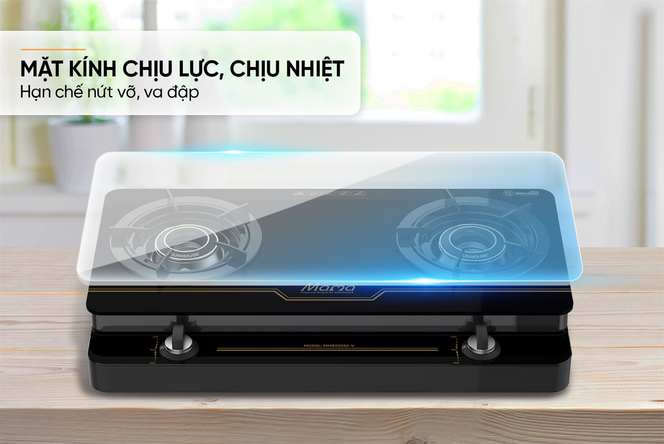 Bếp gas dương kính Sunhouse MMB33052-V