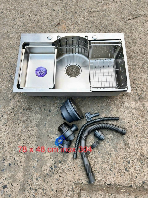 Chậu Inox 78x48 (304) khuyết Proxia