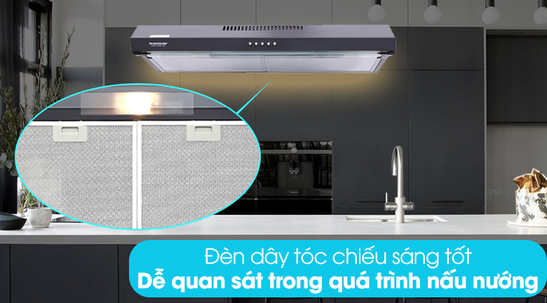 Máy hút mùi âm tủ Sunhouse SHB6118B