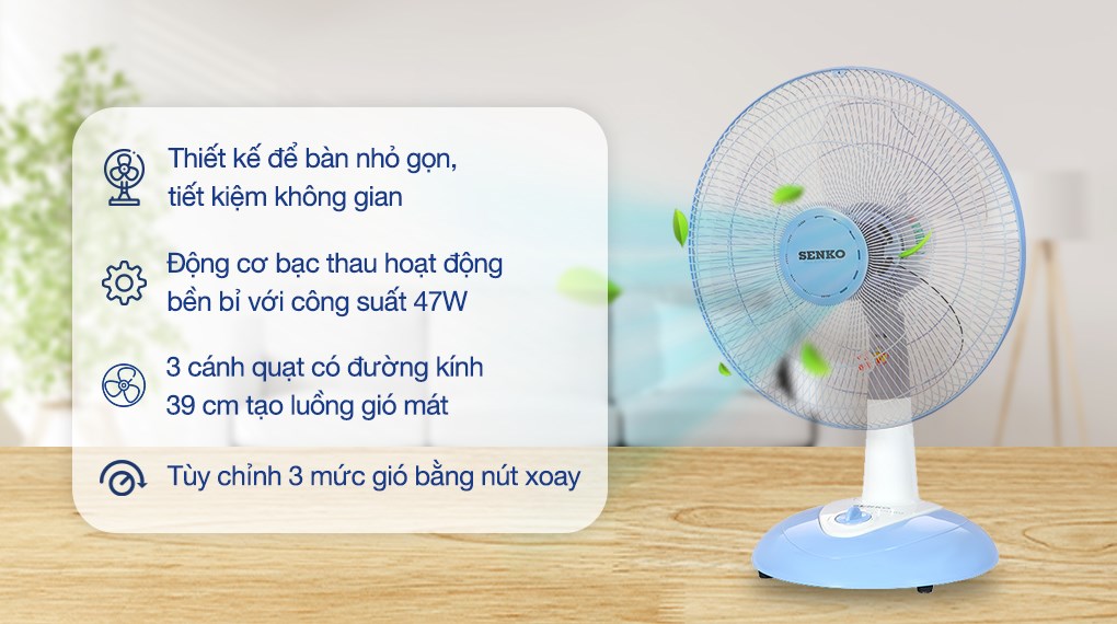 Quạt bàn Senko 3 cánh B1612 47W