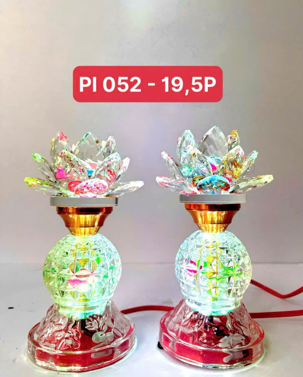 Đèn thờ pha lê hoa sen PL 052 - 19,5P