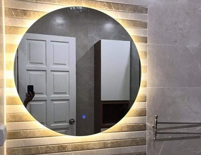Gương tròn D50 hậu led AS vàng