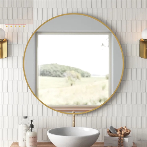 Gương tròn D50 viền nhôm vàng DKT