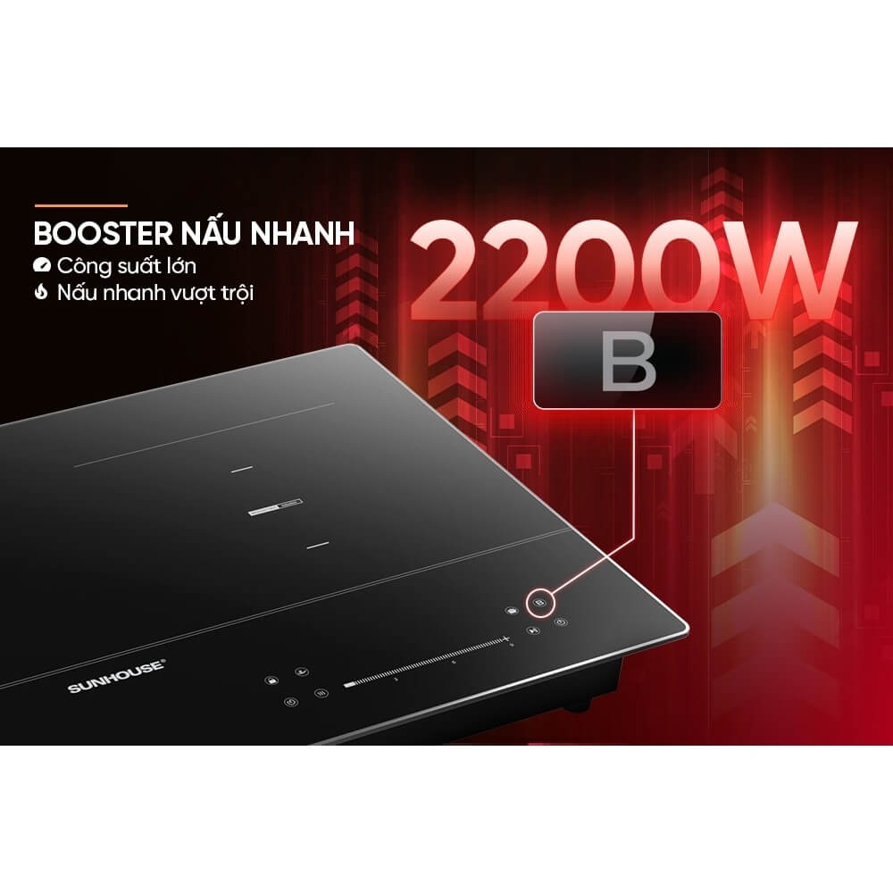 Bếp đôi điện từ Sunhouse SHB82012 2200W
