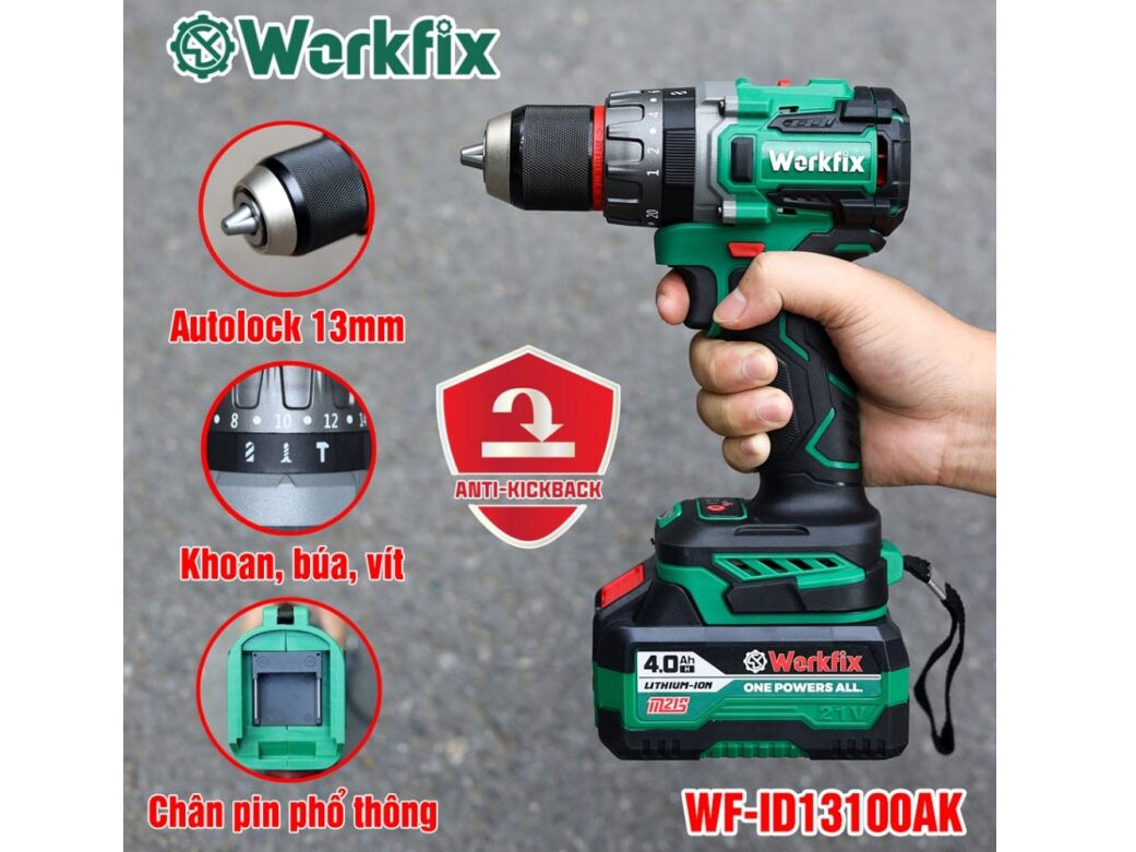 Máy khoan pin Workfix WF-ID13100AK