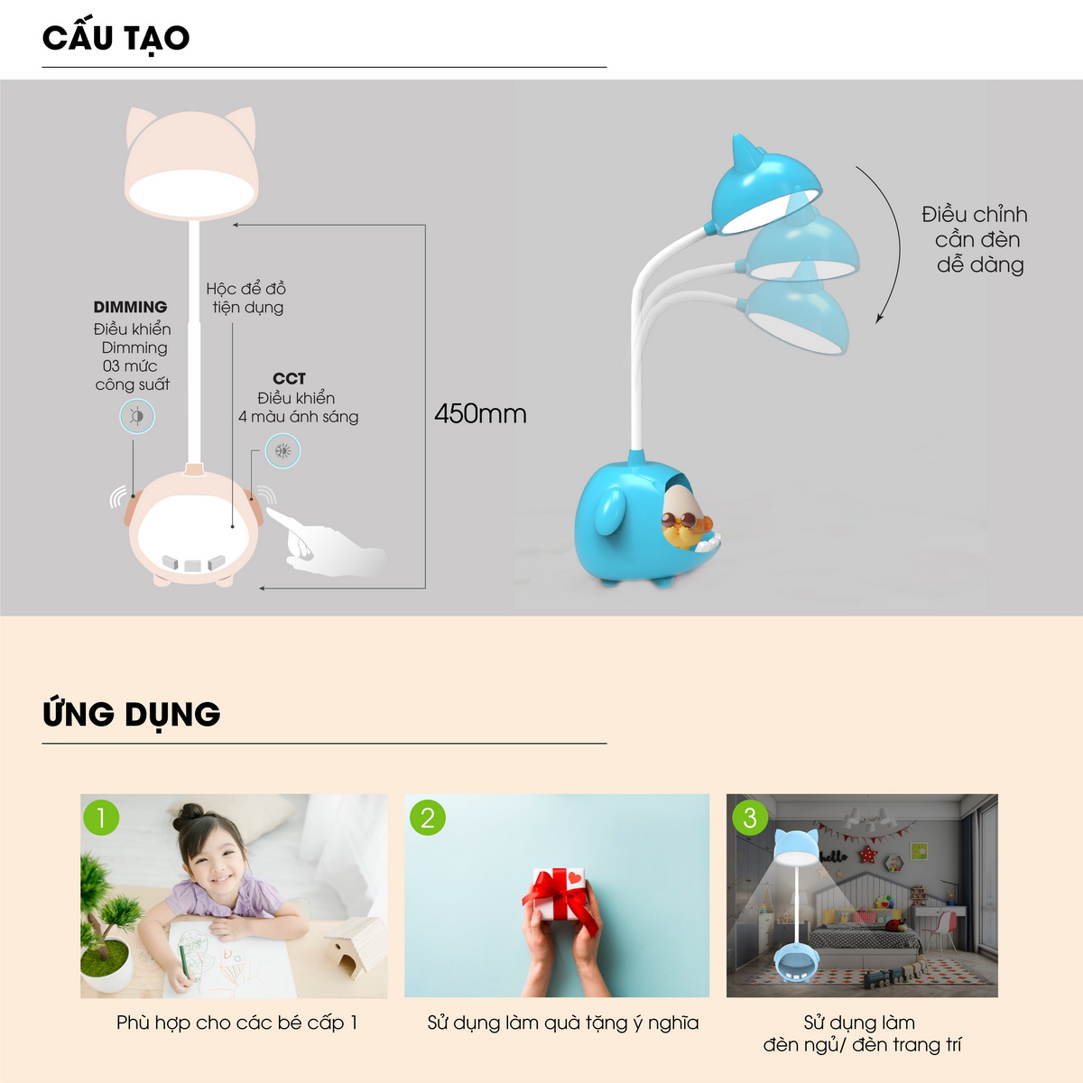Đèn Led bàn học cảm ứng 6W RD-RL-41