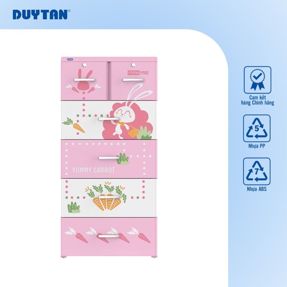 Tủ nhựa Duy Tân Mina 5 tầng - Hồng Thỏ