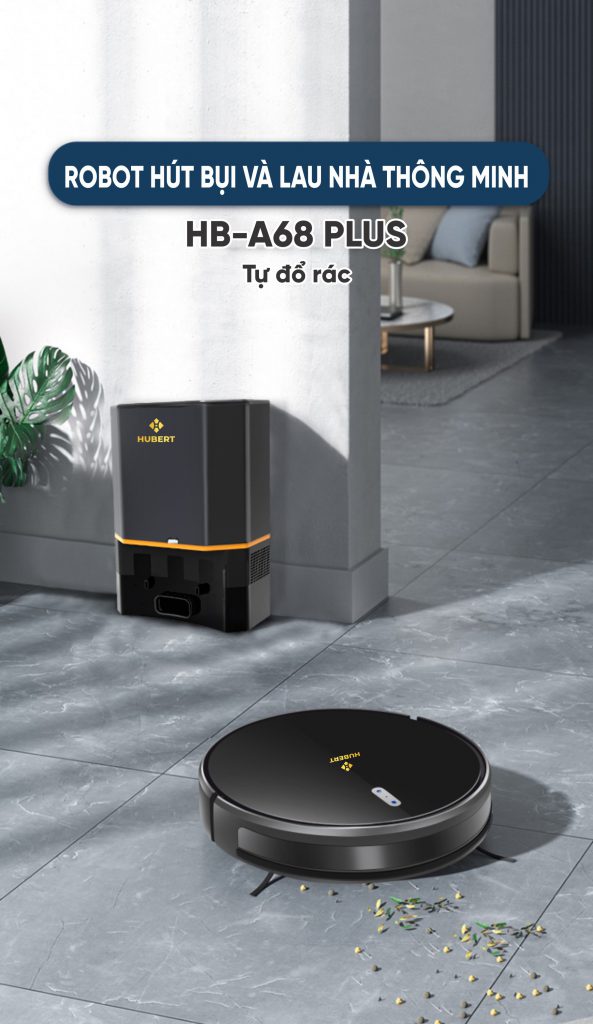 Robot hút bụi lau nhà Hubert HB-A68 Plus Black