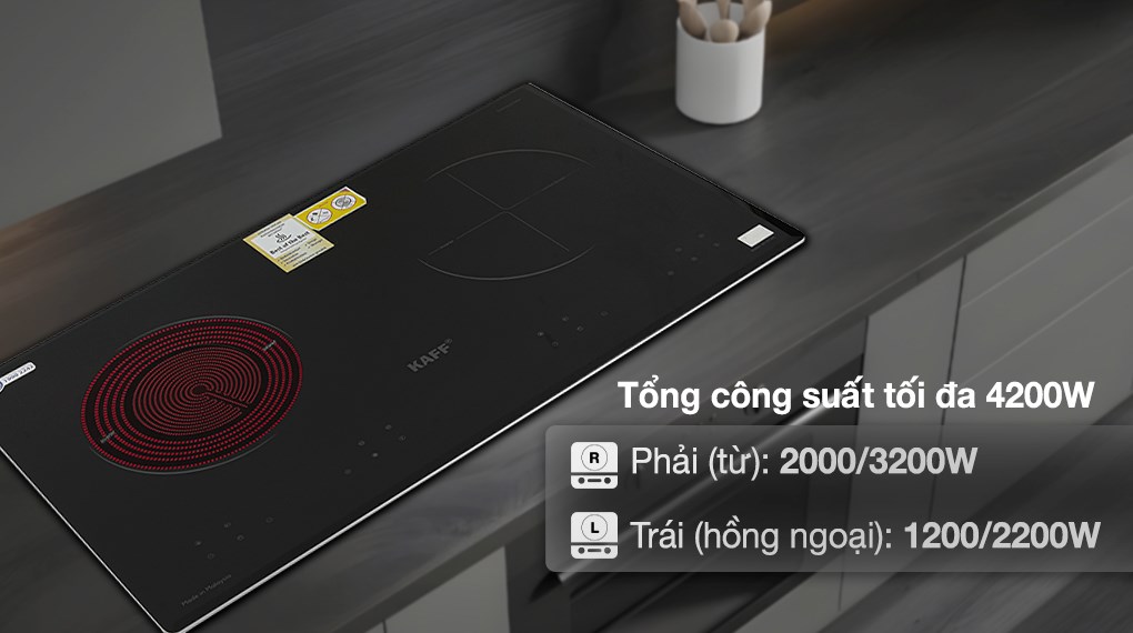 KF-073IC Bếp âm kính 01 từ + 01 hồng ngoại KAFF