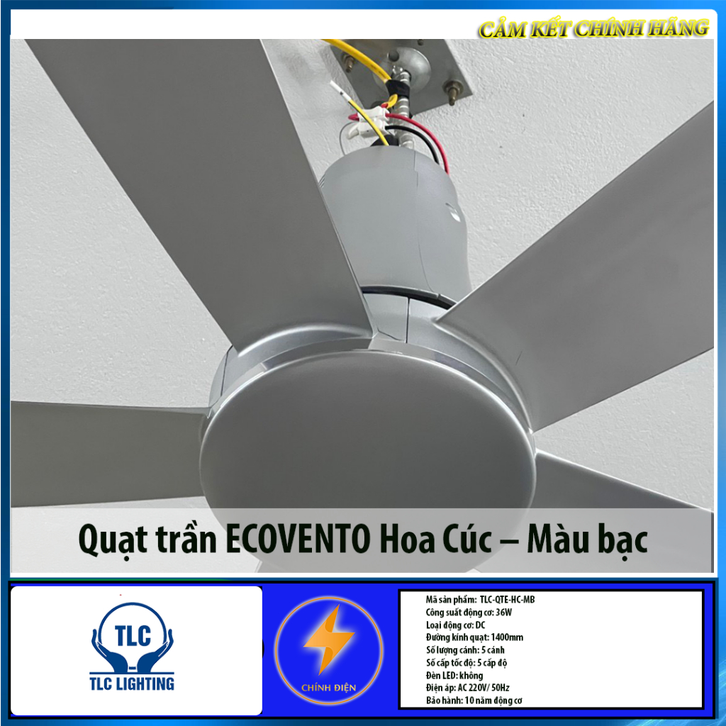 Quạt trần TLC ECOVENTO Hoa Cúc Màu bạc