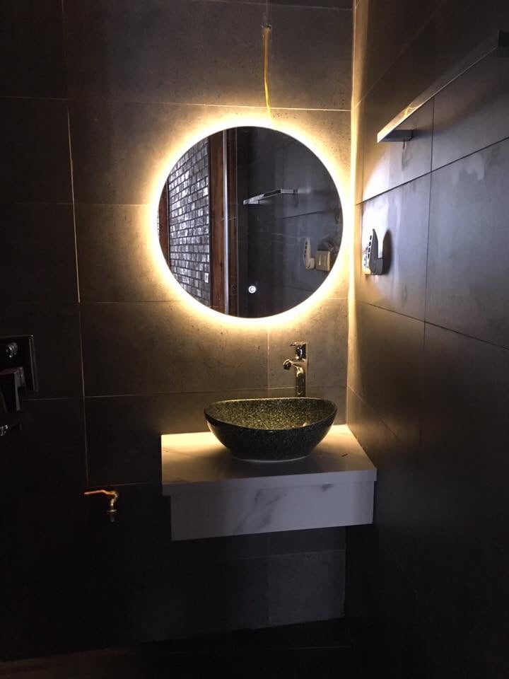 Gương tròn D50 hậu led AS vàng