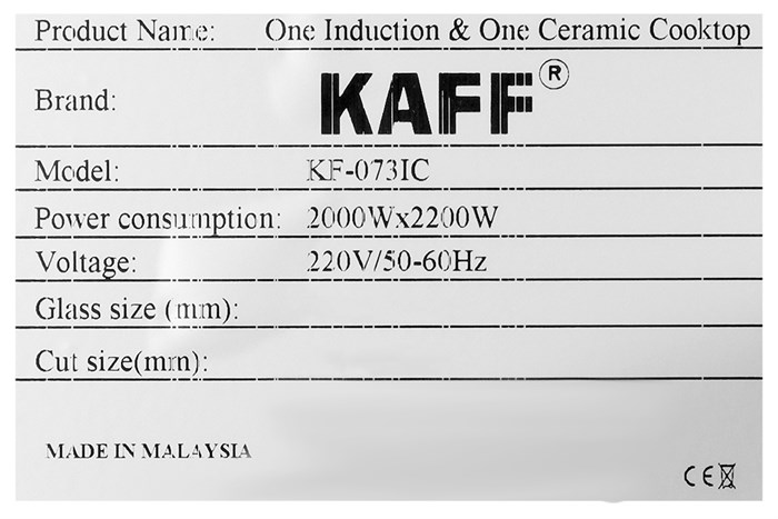 KF-073IC Bếp âm kính 01 từ + 01 hồng ngoại KAFF