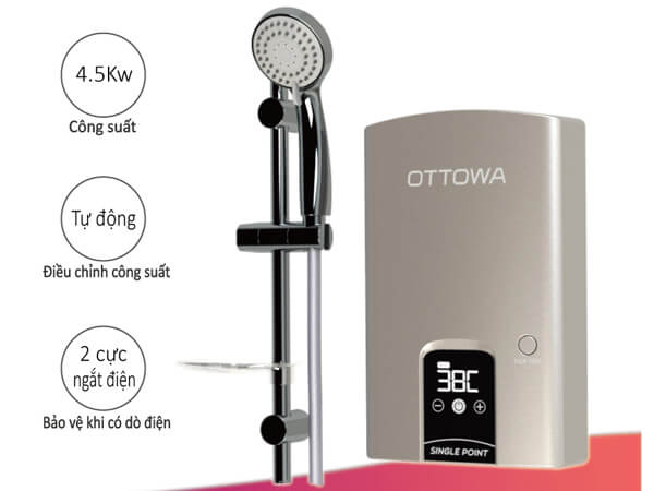 Máy nước nóng trực tiếp Ottowa TH4502 (Không có bơm trợ lực)