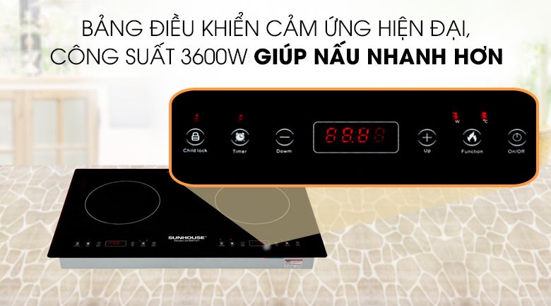 Bếp từ đôi lắp âm Sunhouse SHB9101