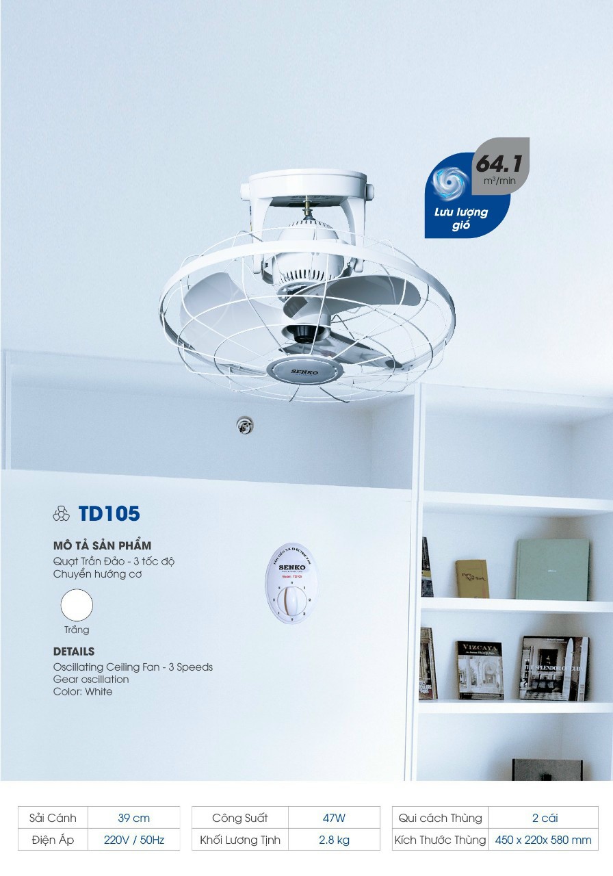 Quạt trần đảo SenKo TD105