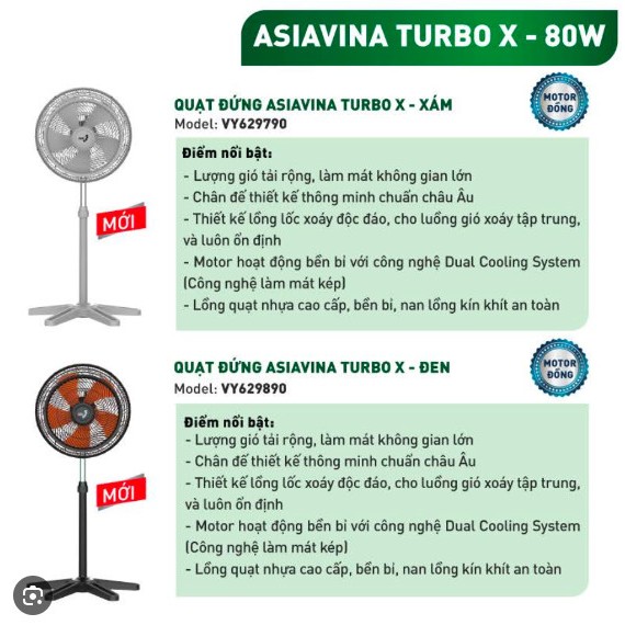 Quạt đứng ASIAVINA Turbo X - VY629890 - Đen