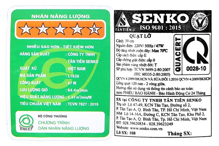 Quạt lửng Senko 3 cánh L1638 47W