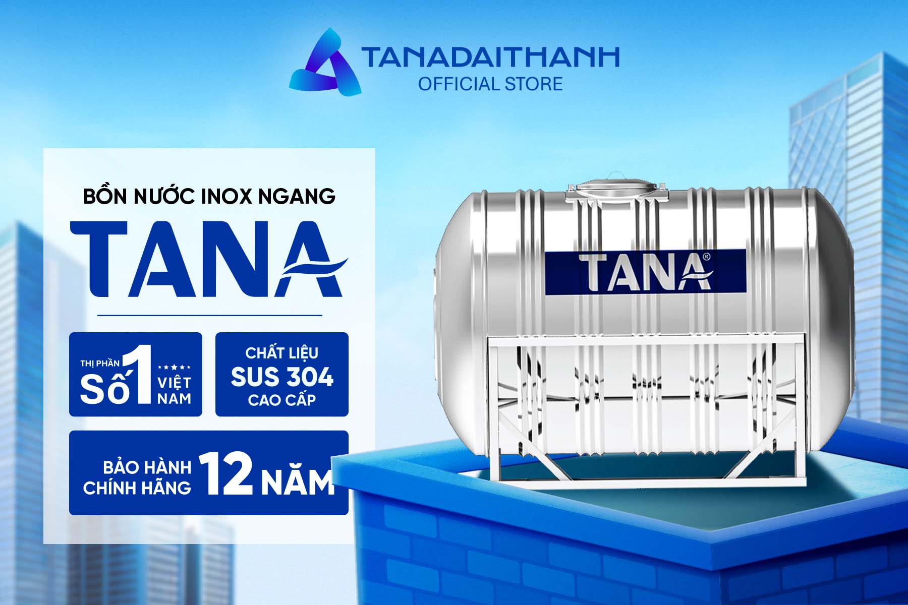 Bồn inox Tân Á – 1500L (Ø1140)