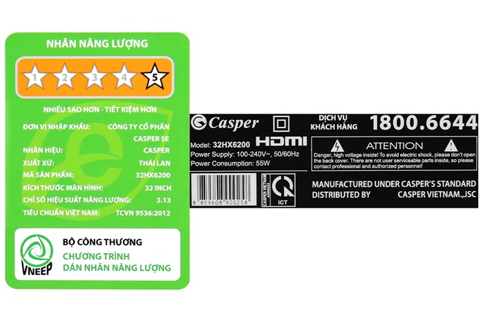Smart Tivi Casper 32 inch 32HX6200